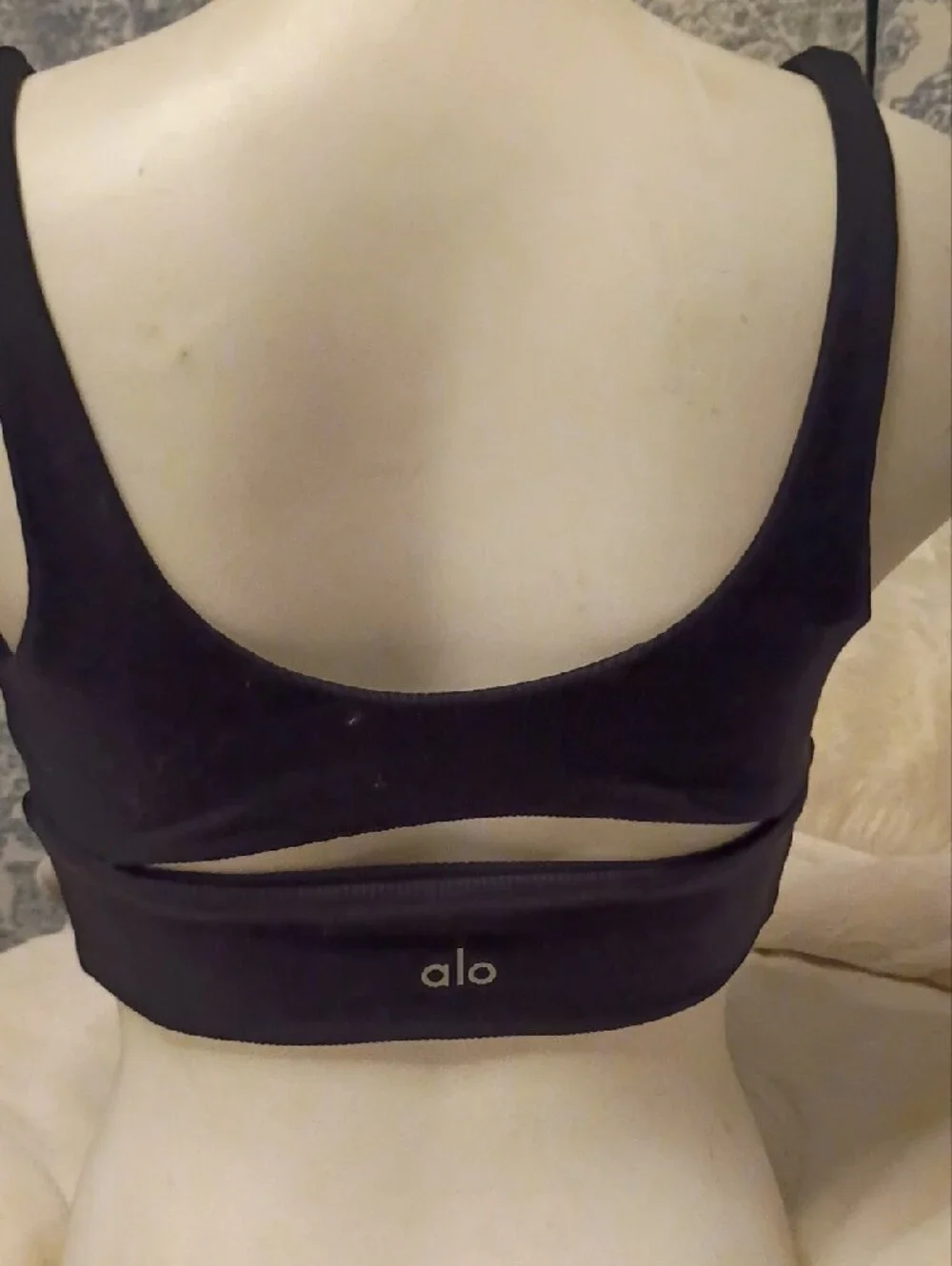 ALO Yoga Black Ribbed Cutout Sports Bralette